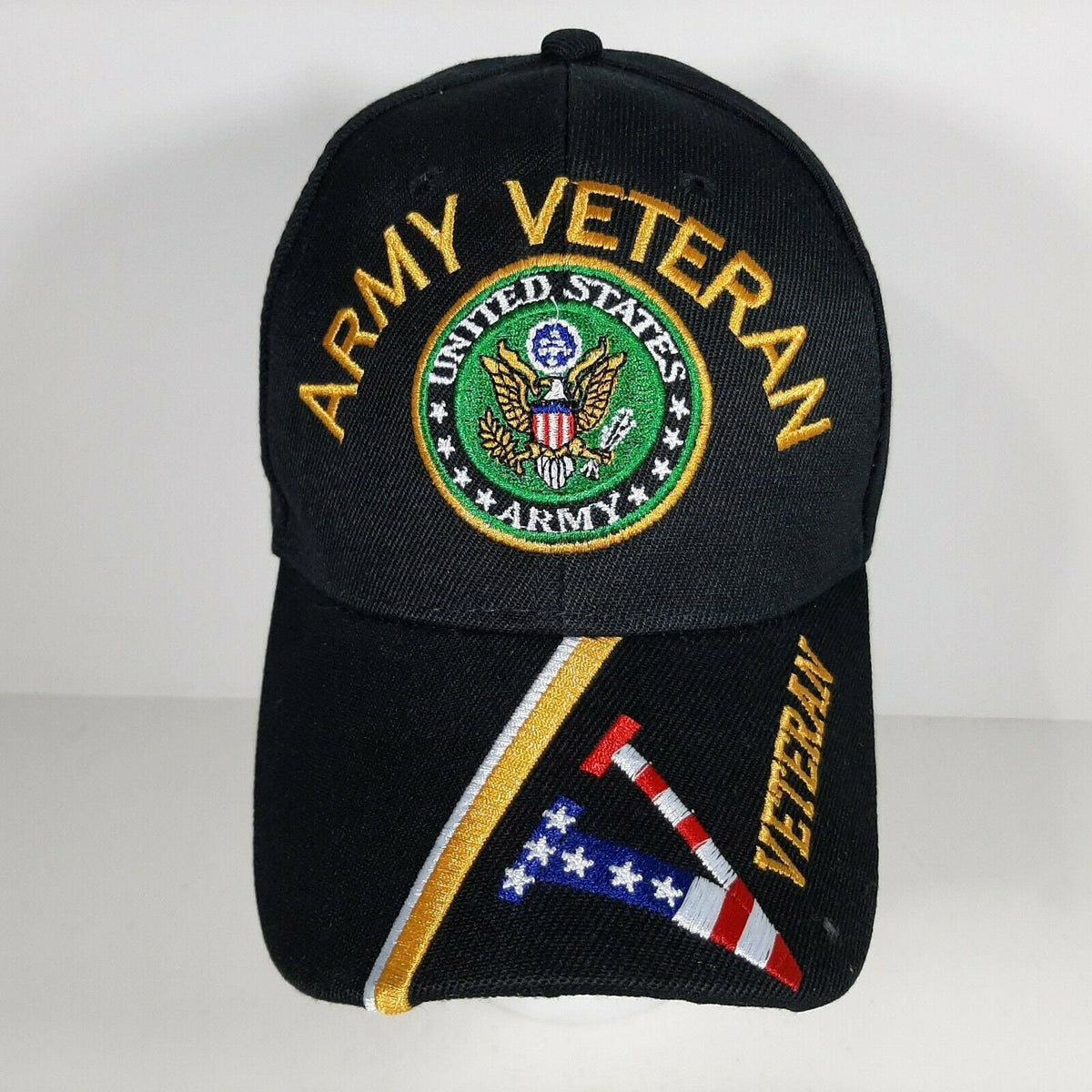 Army Veteran "V" Mens Adjustable Hat Baseball Cap Embroidered