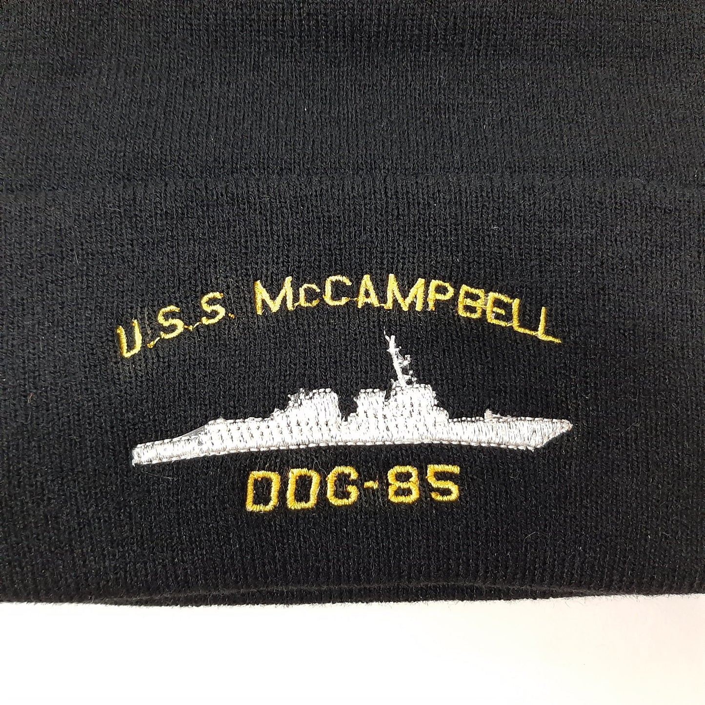 US Navy USS McCampbell DDG-85 Beanie Watch Cap Skull Cap Black Cuffed Embroidered