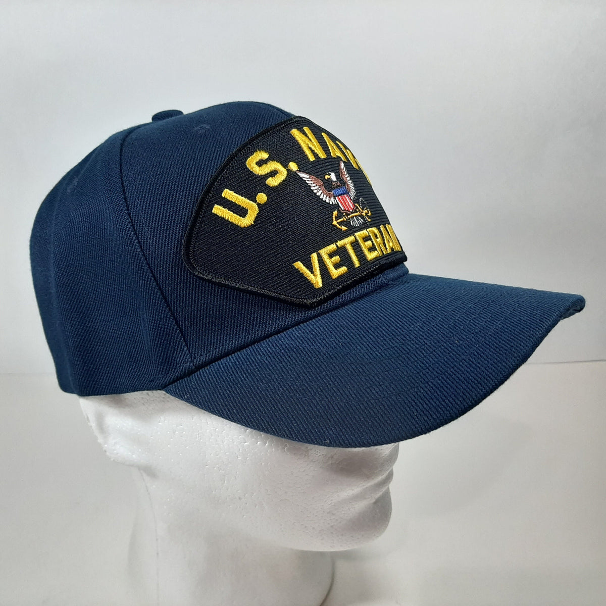U.S. Navy Veteran Embroidered Patch Baseball Cap Hat Navy Blue Beige Black