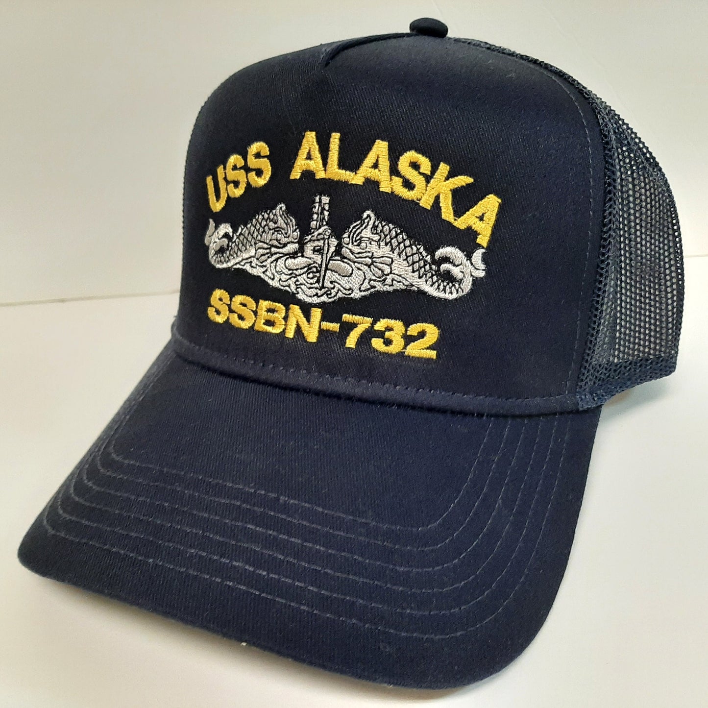 USS Alaska SSBN-732 Boat Baseball Cap Hat Mesh Snapback Blue Embroidered US Navy