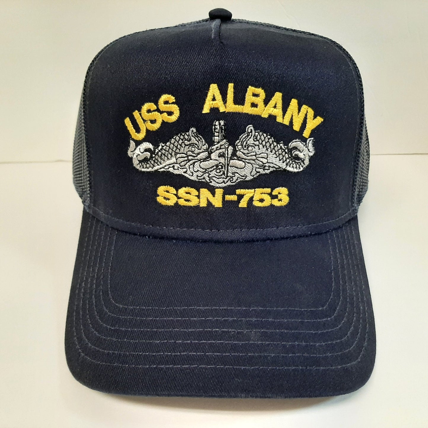 USS Albany SSN-753 Boat Baseball Cap Hat Mesh Snapback Blue Embroidered US Navy