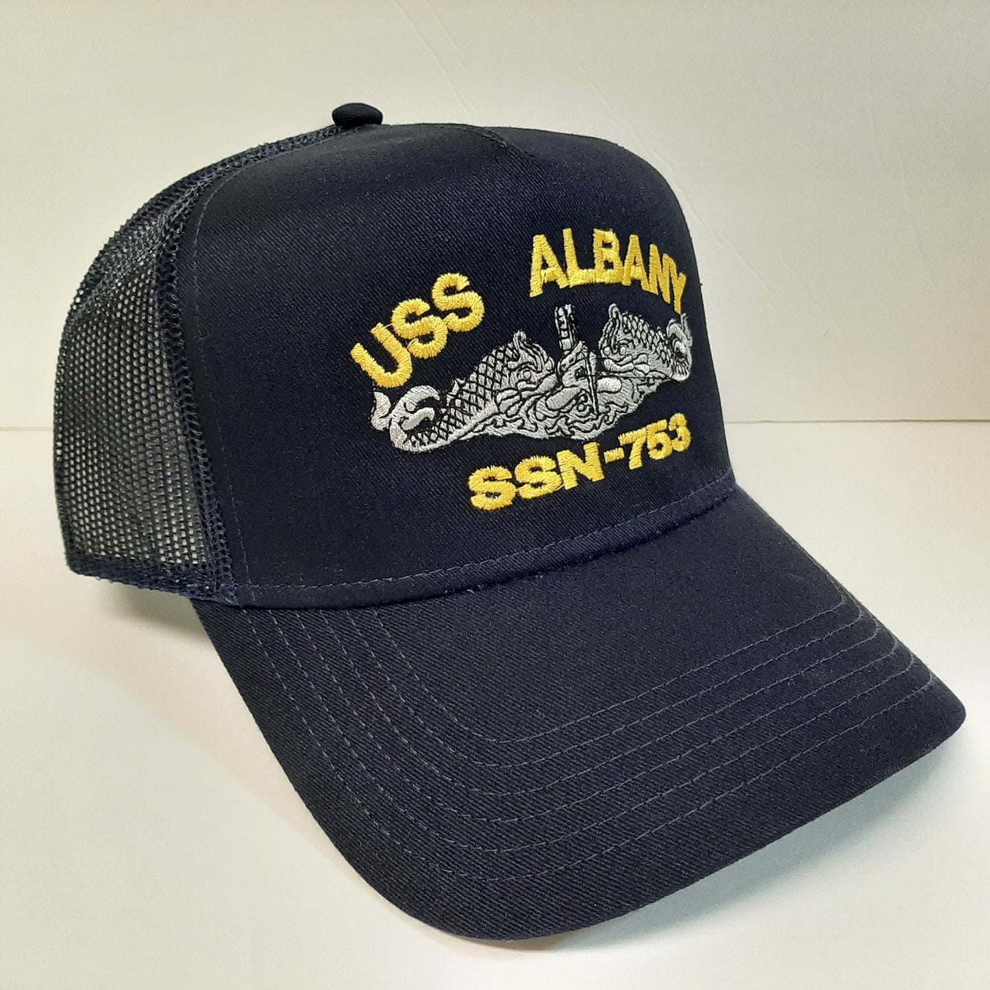 USS Albany SSN-753 Boat Baseball Cap Hat Mesh Snapback Blue Embroidered US Navy
