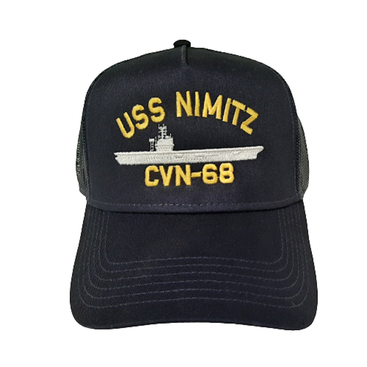 USS Nimitz CVN-68 Baseball Cap Hat Mesh Snapback Blue Embroidered US Navy