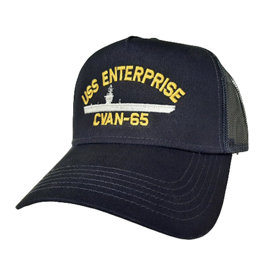 USS Enterprise CVAN-65 Baseball Cap Hat Mesh Snapback Blue Embroidered US Navy