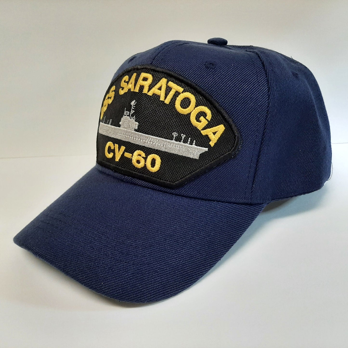 US Navy USS Saratoga CV-60 Men's Patch Cap Hat Navy Blue Acrylic