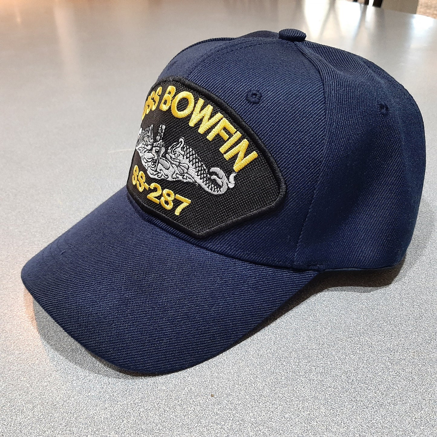 USS Bowfin SS-287 Submarine Service Boat Embroidered Patch Navy Blue Cap Hat Adjustable Strap