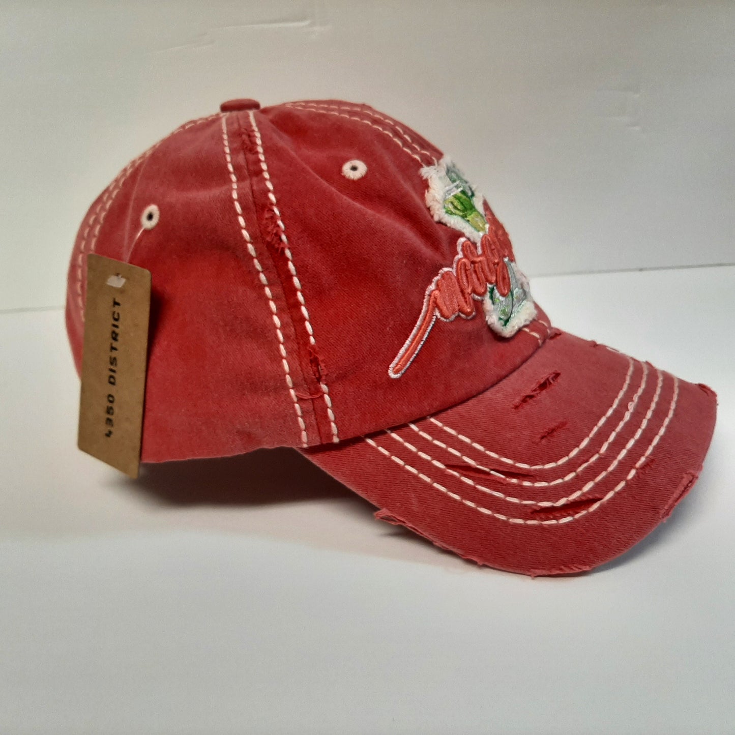 MARGARITA Women's Relaxed Distressed Cap Salmon Red Cotton