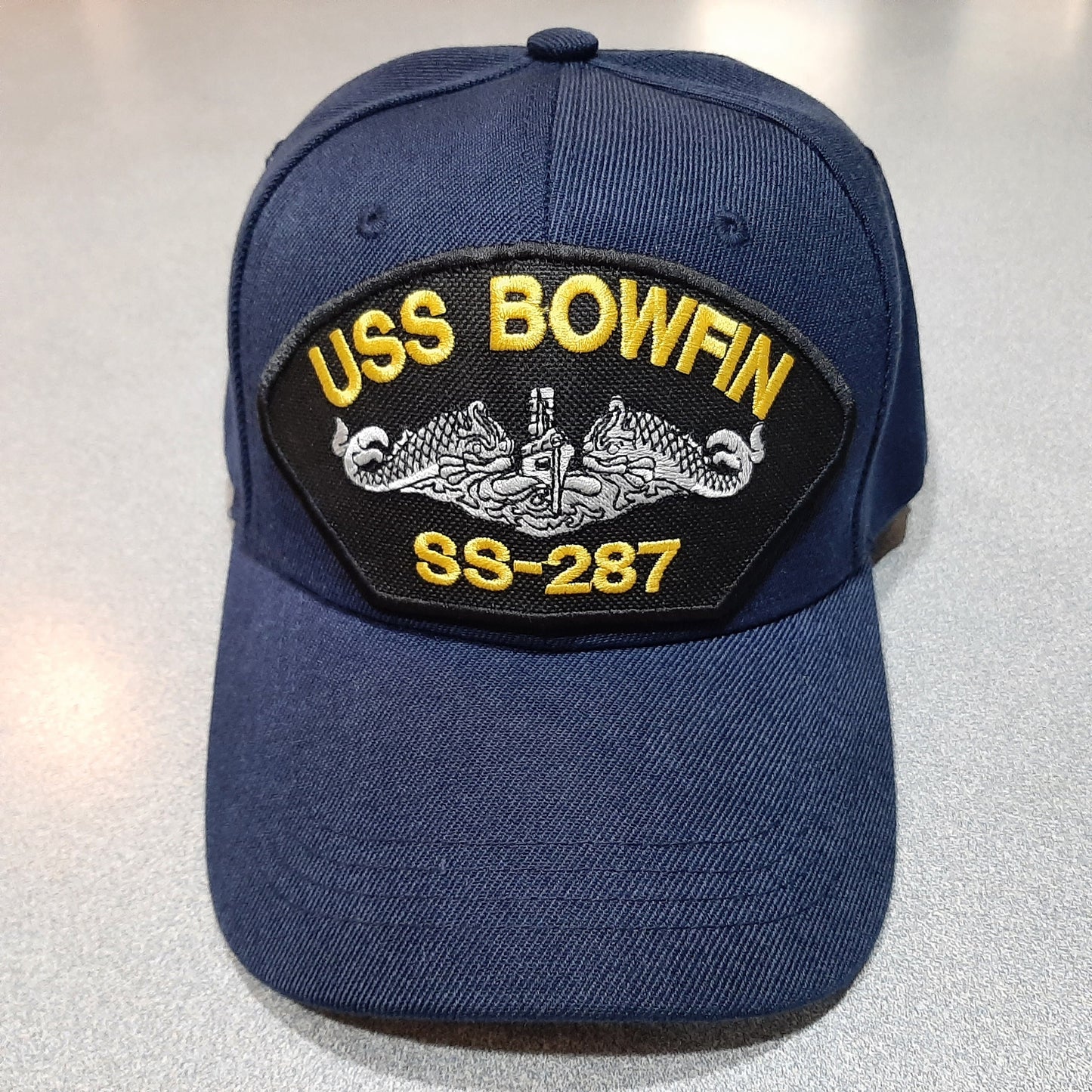 USS Bowfin SS-287 Submarine Service Boat Embroidered Patch Navy Blue Cap Hat Adjustable Strap
