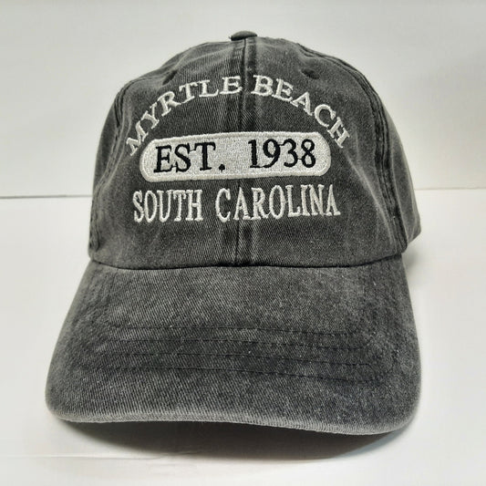 Myrtle Beach South Carolina Relaxed Dad Hat Cap Gray Washed Cotton Embroidered Strapback
