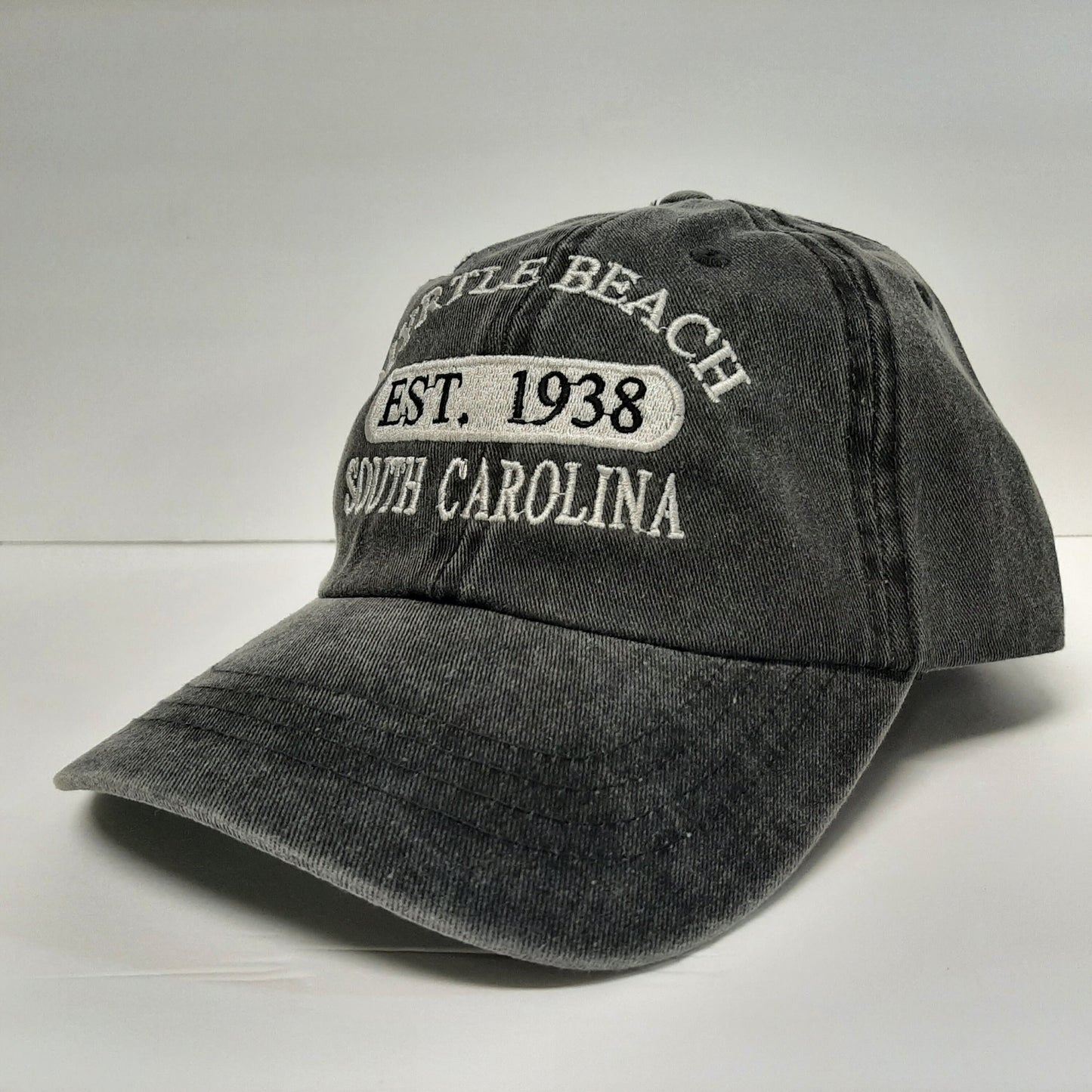 Myrtle Beach South Carolina Relaxed Dad Hat Cap Gray Washed Cotton Embroidered Strapback