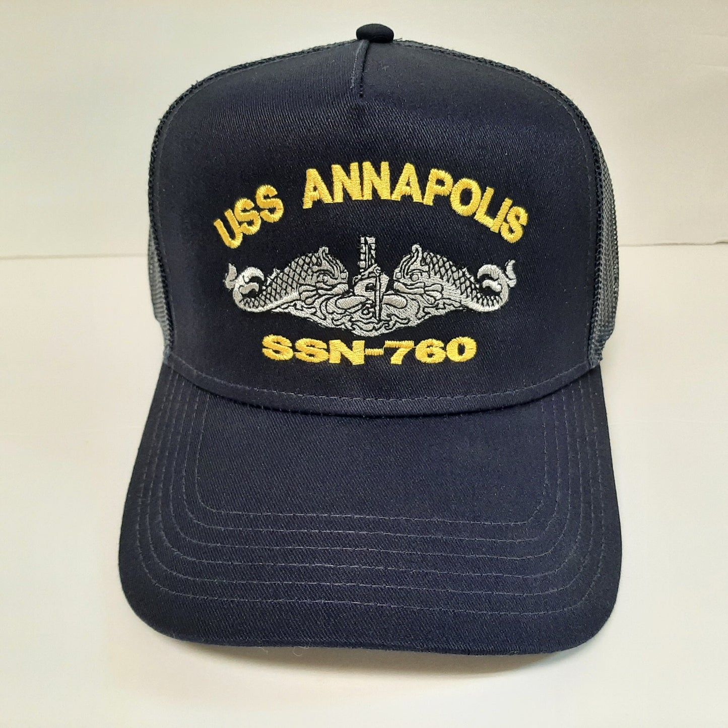 USS Annapolis SSN-760 U.S Navy Ship Boat Hat Cap Mesh Snapback Blue Curved Bill