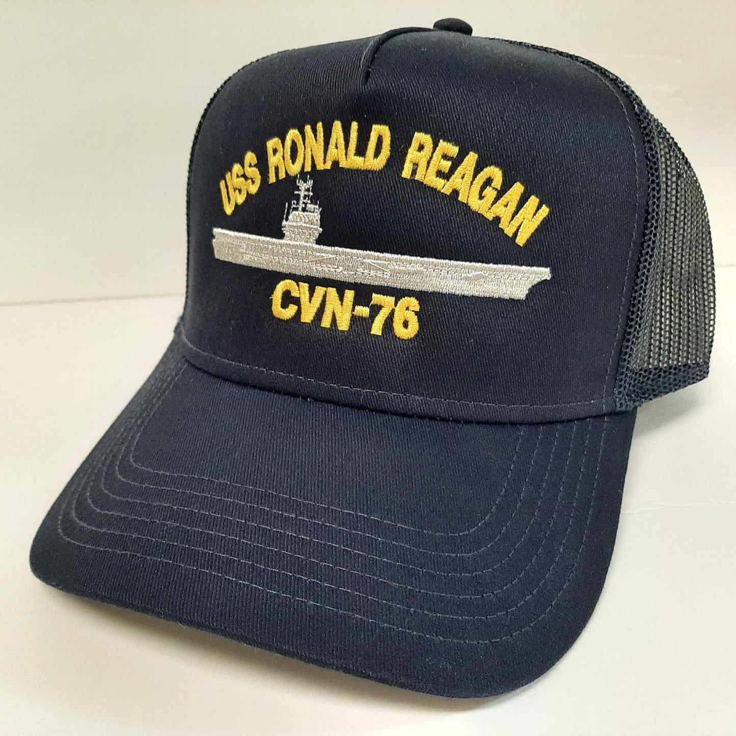 USS Ronald Reagan CVN-76 U.S Navy Ship Boat Hat Cap Mesh Snapback Blue Curved