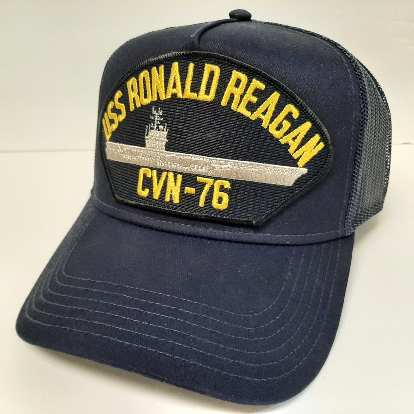 USS Ronald Reagan CVN-76 U.S Navy Ship Boat Patch Hat Cap Mesh Snapback Blue