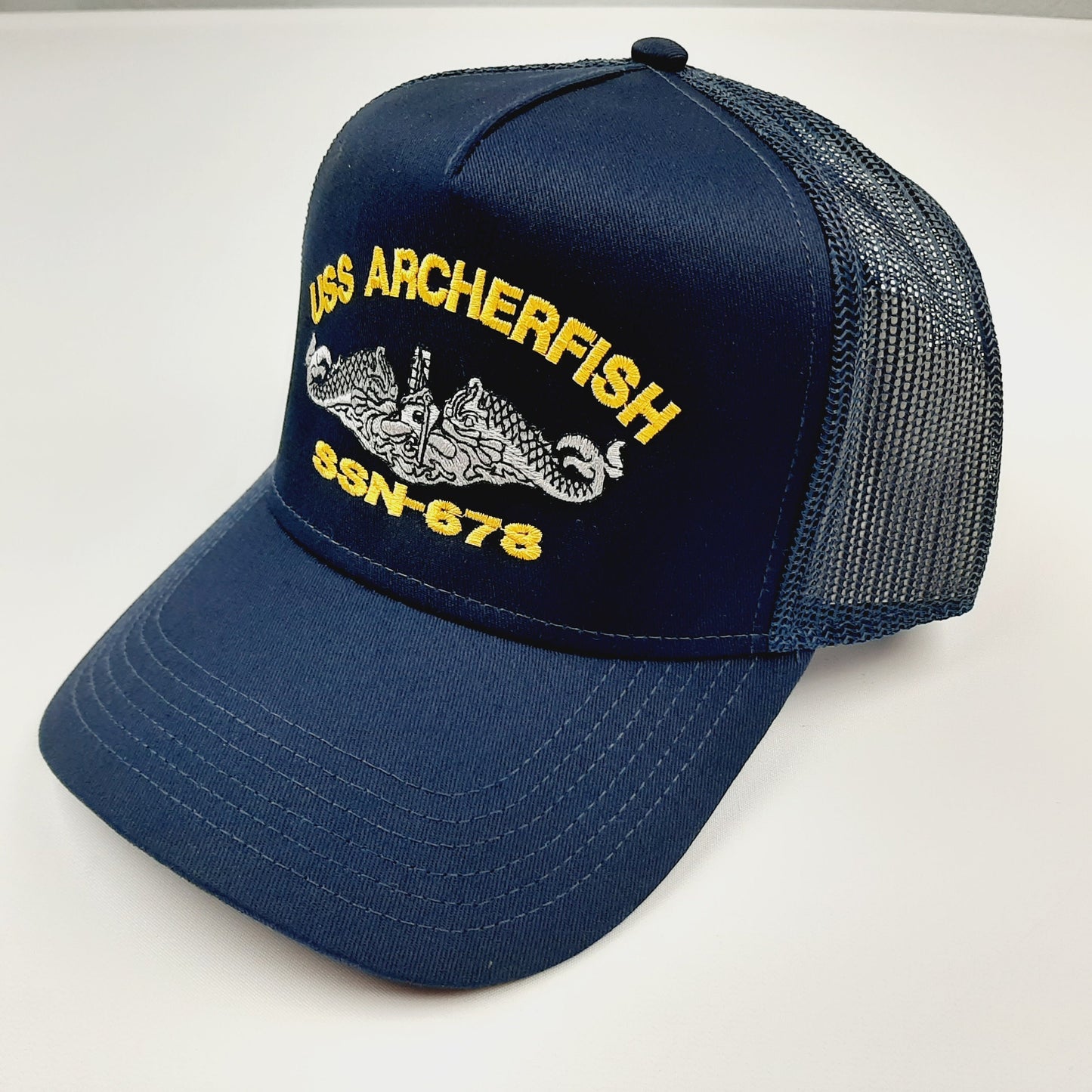 USS Archerfish SSN-678 U.S Navy Ship Boat Hat Cap Mesh Snapback Blue Curved