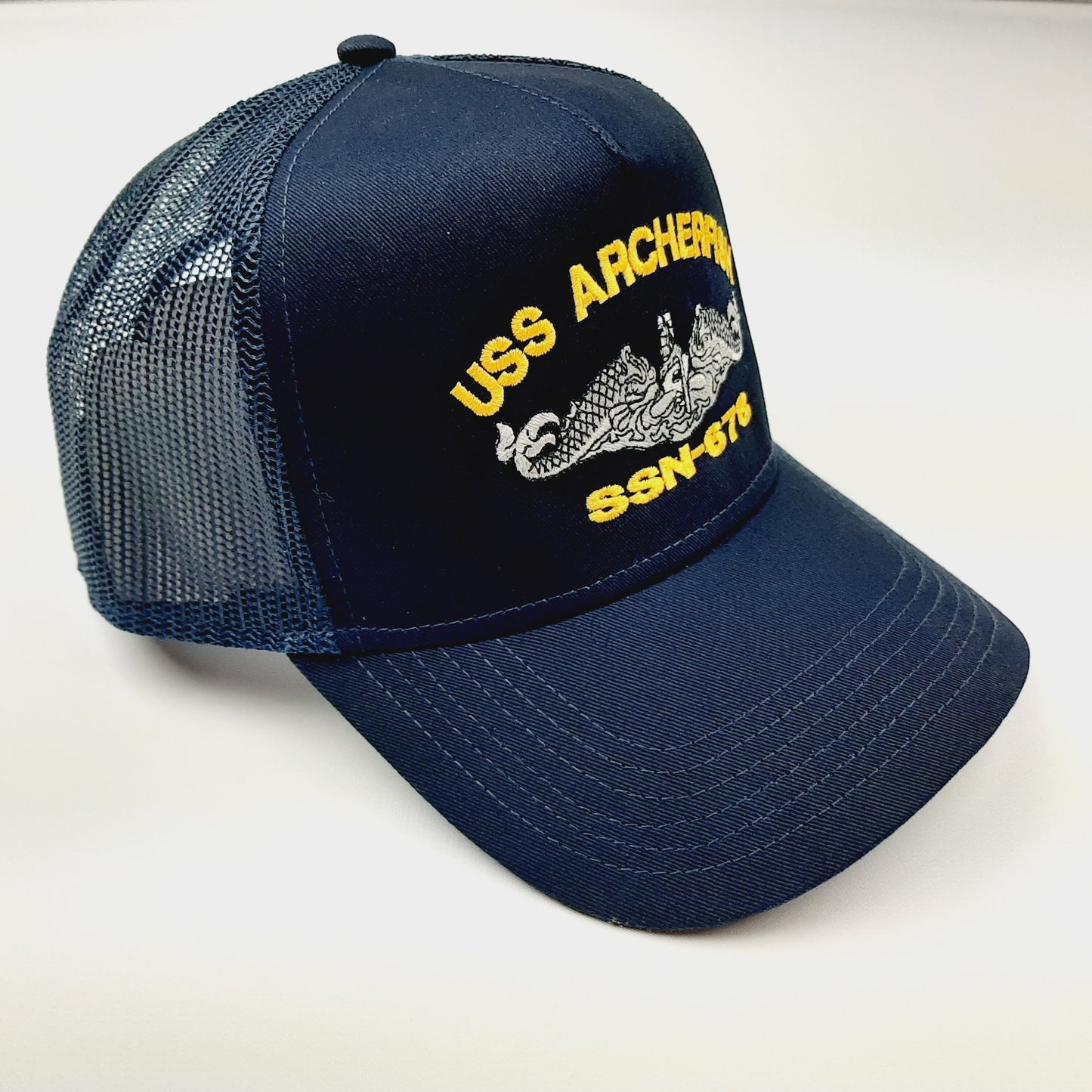 USS Archerfish SSN-678 U.S Navy Ship Boat Hat Cap Mesh Snapback Blue Curved