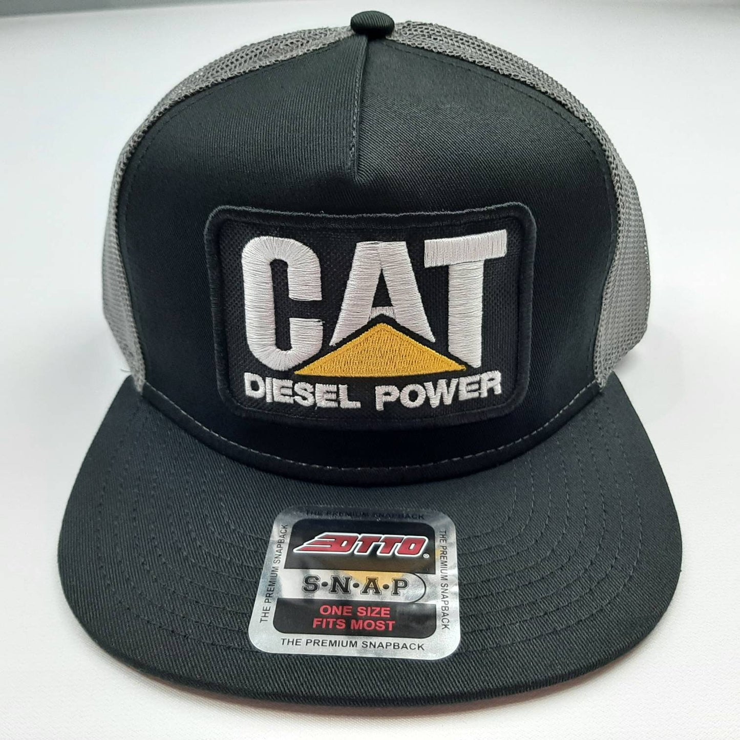 Otto Cat Diesel Power Embroidered Patch Flat bill Trucker Mesh Snapback Cap