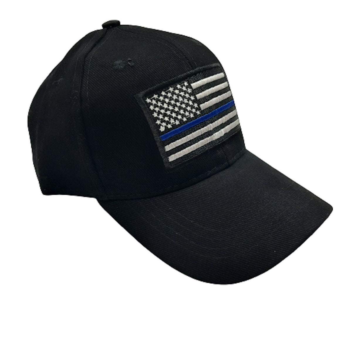 Thin Blue Line Hat Strapback Baseball Cap Solid Black Embroidered Flag Police