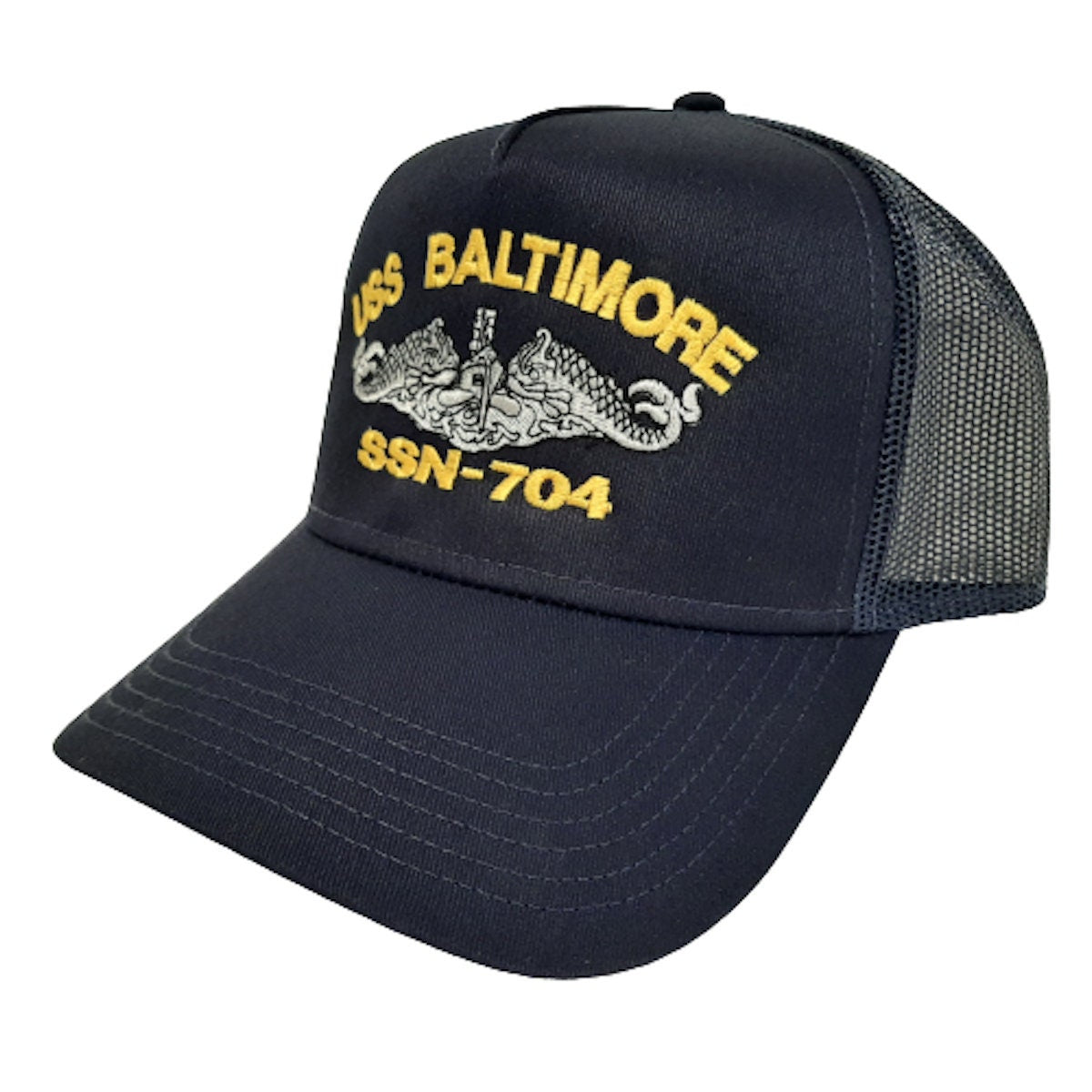 USS Baltimore SSN-704 Submarine Boat Solid or Mesh Hat Cap Blue U.S. Navy Ship Embroidered