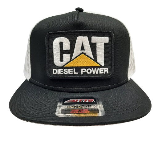 Otto Cat Diesel Power Embroidered Patch Flat bill Trucker Mesh Snapback Cap