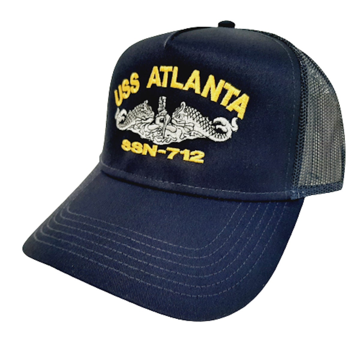 USS Atlanta SSN-712 Submarine Boat Solid or Mesh Hat Cap Blue U.S. Navy Ship Embroidered