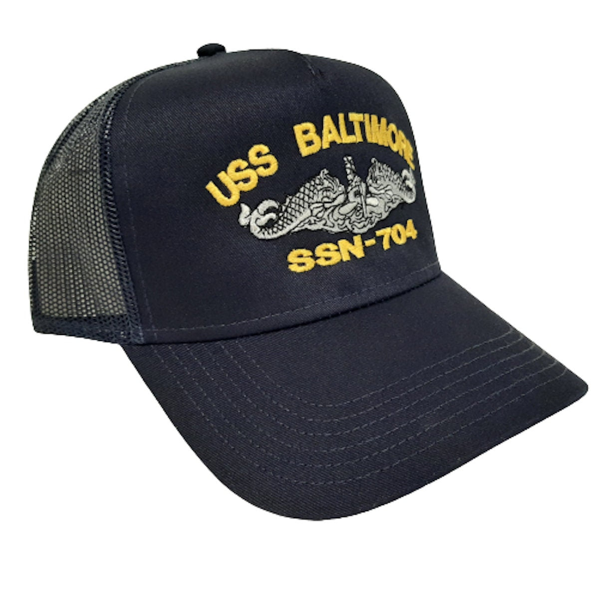 USS Baltimore SSN-704 Submarine Boat Solid or Mesh Hat Cap Blue U.S. Navy Ship Embroidered