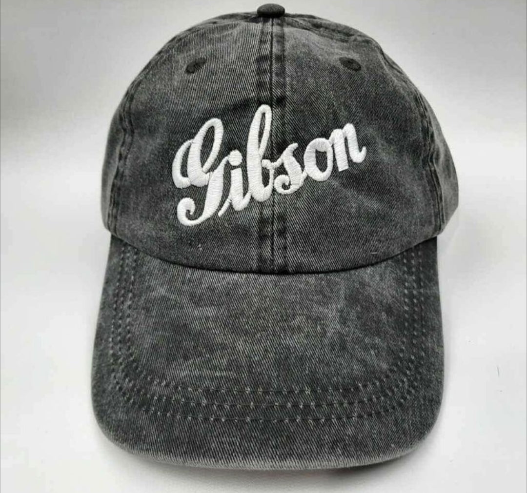 Gibson Embroidered Gray Washed Hat Cap Relaxed Cotton