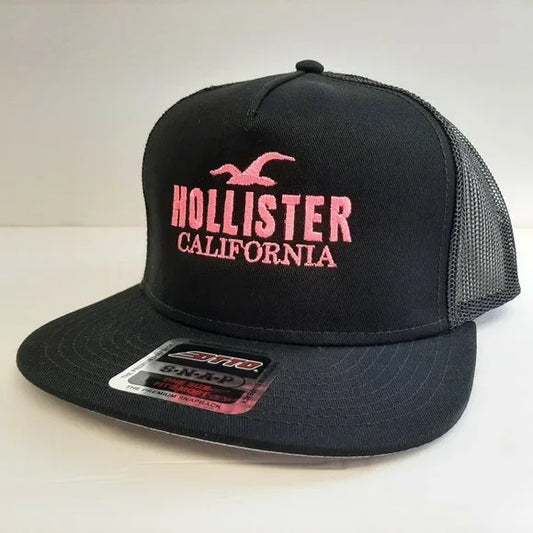 Hollister Embroidered Mesh Snapback Cap Hat Black Otto Snap