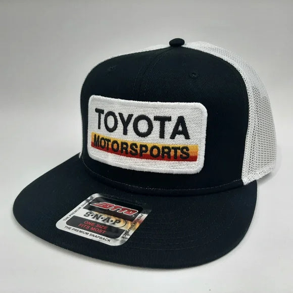 Toyota Motorsports Patch Otto Trucker Mesh Snapback Cap Hat Black & White