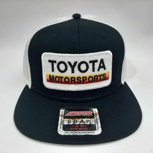 Toyota Motorsports Patch Otto Trucker Mesh Snapback Cap Hat Black & White