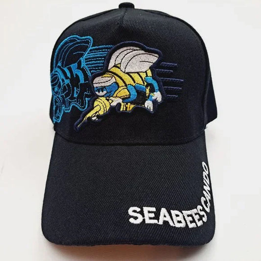 US Navy Seabees Can Do Men's Ball Cap Hat Black Embroidered