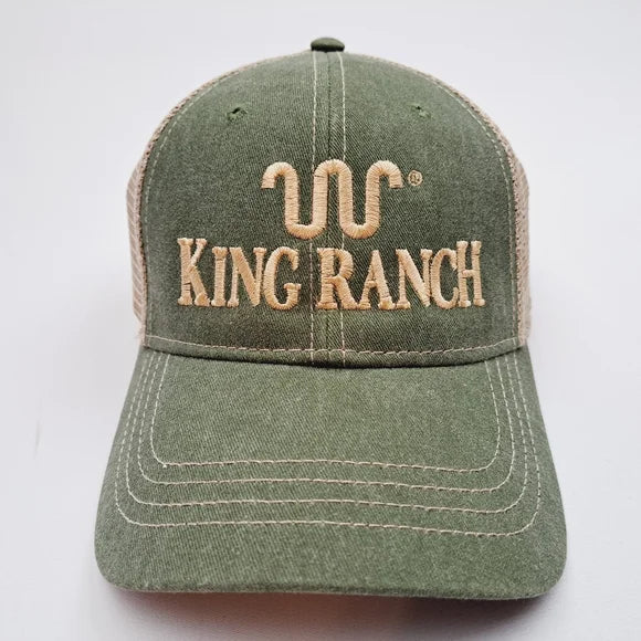 King Ranch Mesh Trucker Snapback Hat Cap Green Embroidered