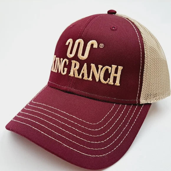 Snap Back Hats Ranch King Ranch Mesh Trucker Snapback Hat Cap Burgundy & Tan Embroidered ...