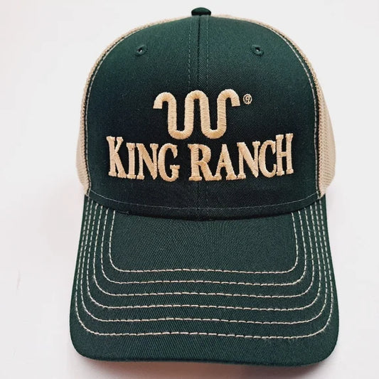 King Ranch Mesh Trucker Snapback Hat Cap Green & Tan Embroidered