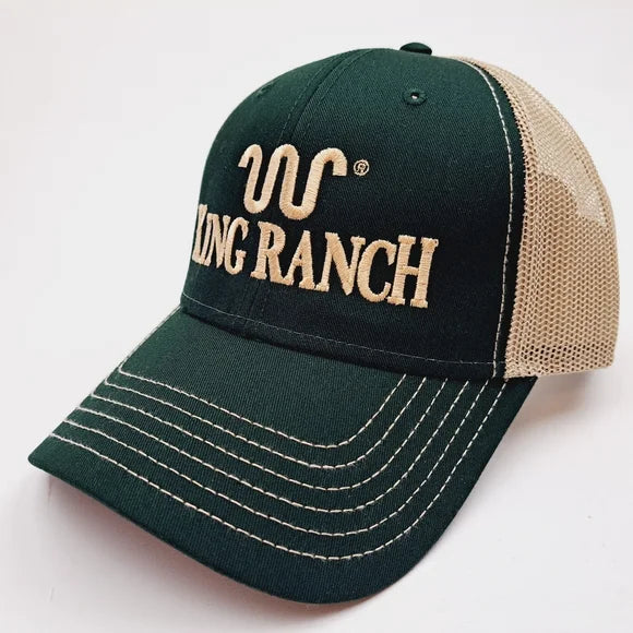 King Ranch Mesh Trucker Snapback Hat Cap Green & Tan Embroidered